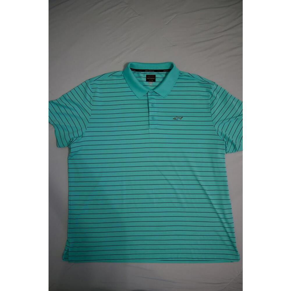Greg Norman Men's Polo Shirt 3XL Light Blue with Navy Stripes